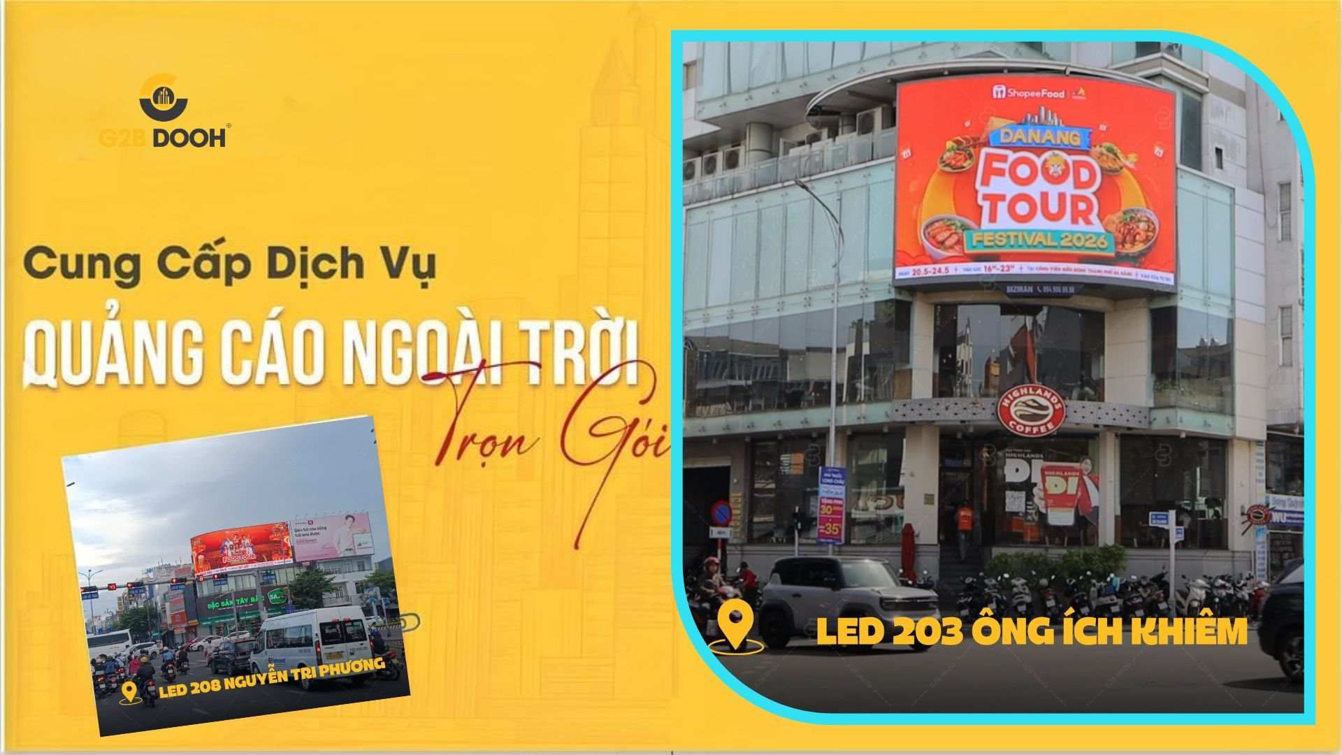 Quảng cáo màn hình led ShopeeFood Food Tour 2026 tại đường Ích Khiêm và Nguyễn Tri Phương