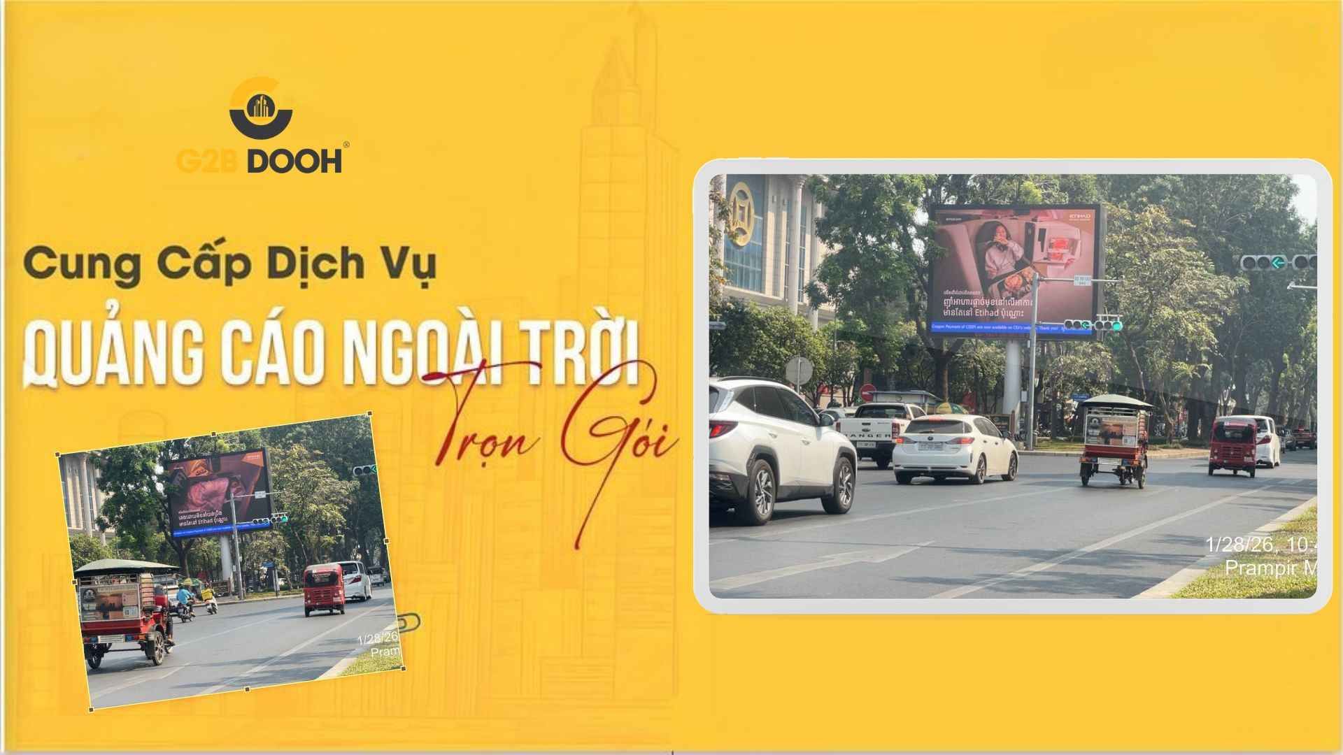 Toàn cảnh dự án Quảng cáo LED Canadian Park Phnom Penh Etihad từ Etihad Airways