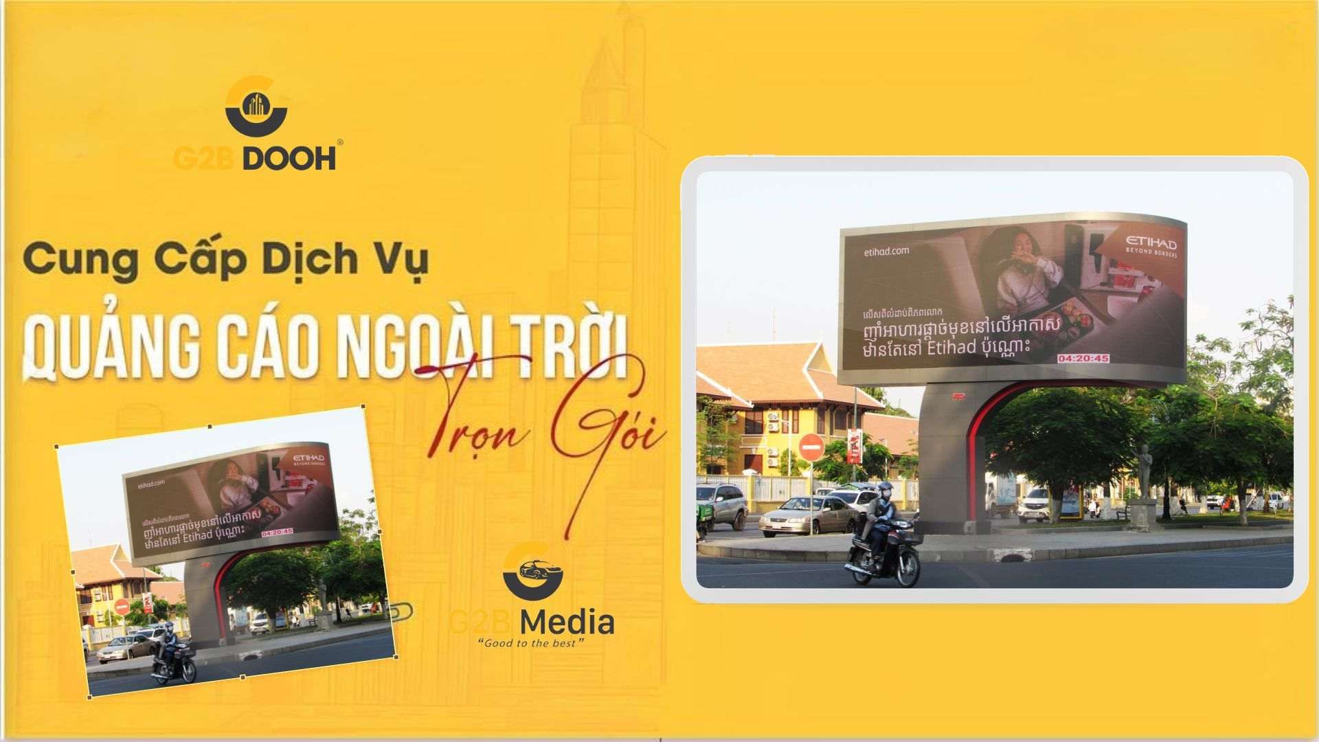 Vị trí quảng cáo LED gần Tượng đài Độc lập Phnom Penh Etihad Airways